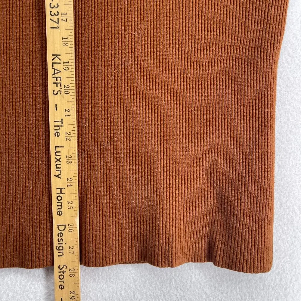 FREE PEOPLE Sweater M Softly Structured Tunic Ribbed Turtleneck Oversized Brown
